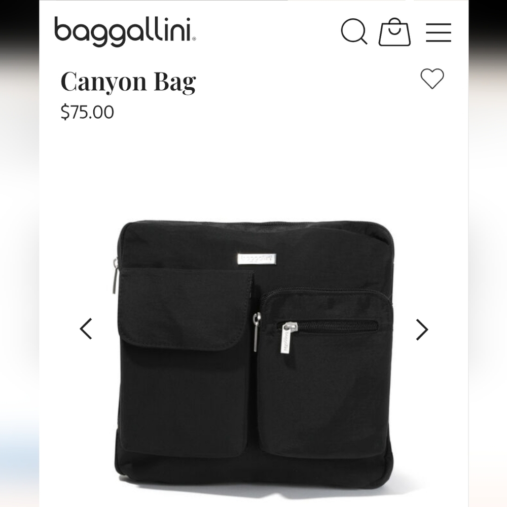 Baggallini Canyon Bag Crossbody Style Black With Sand Lining